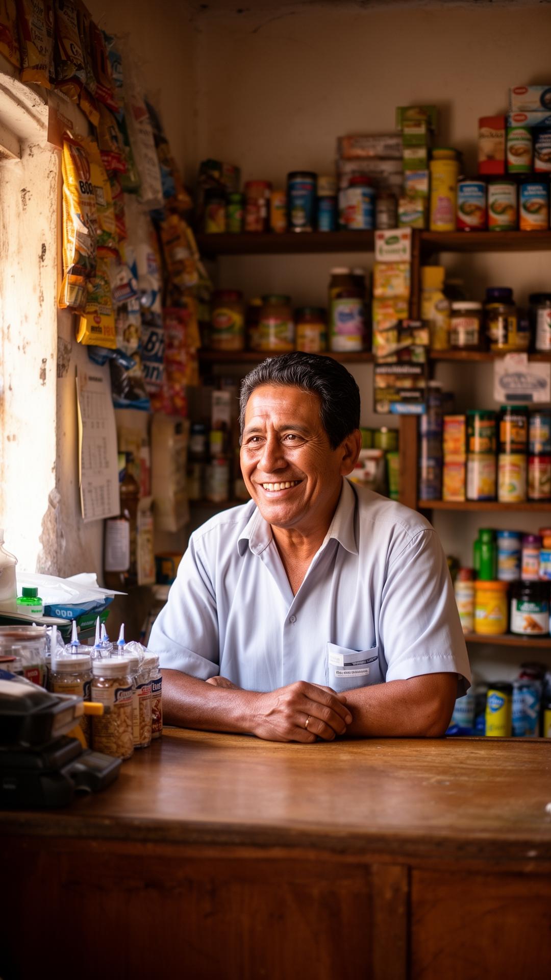 Comerciante en su local